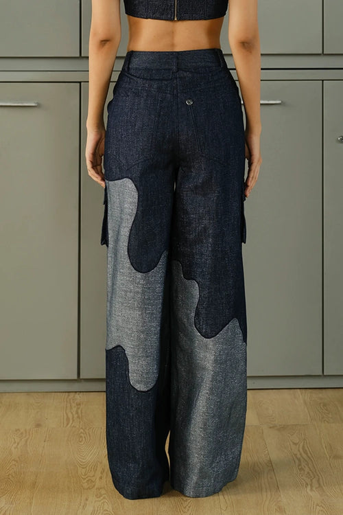 Lurex Denim Applique Pants