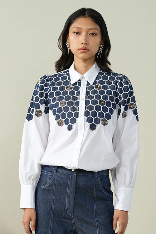 Honeycomb Embellished Shirt