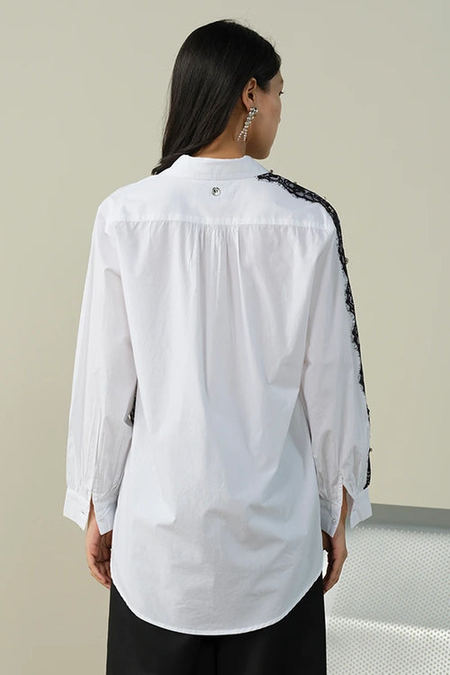 Lace Applique Embellished Shirt