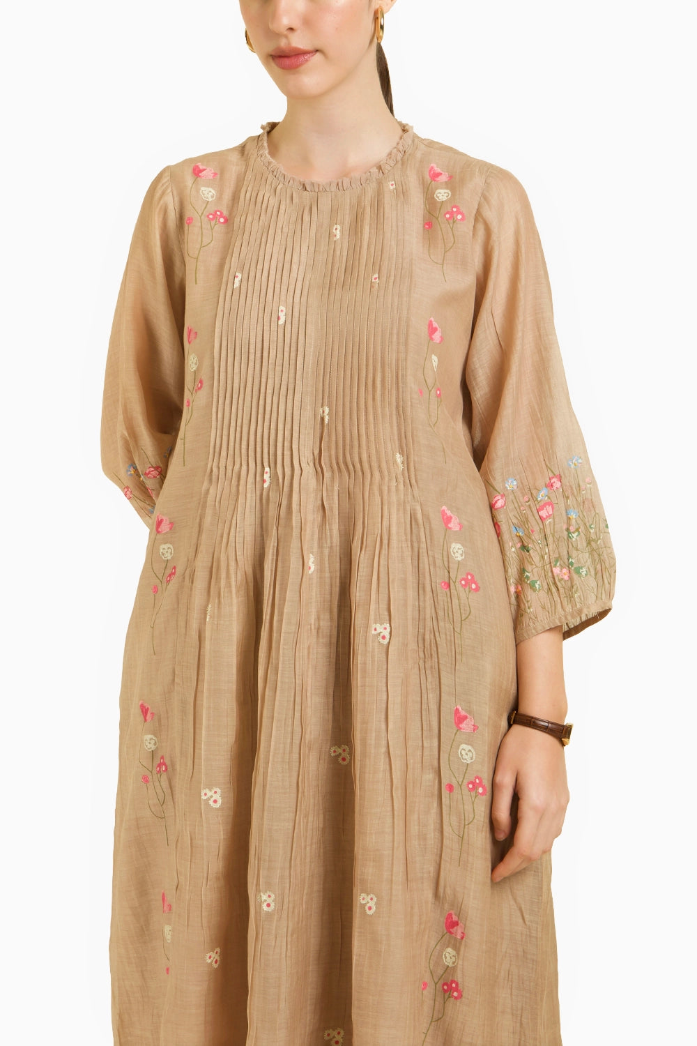 Pleated Tunic with Straight Printed Pant