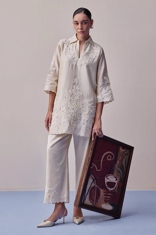 Ivory Cotton Chanderi Co-ord Set