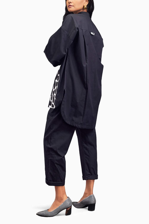 Black High-Low Shirt & Pants Co-ord Set With Patchwork