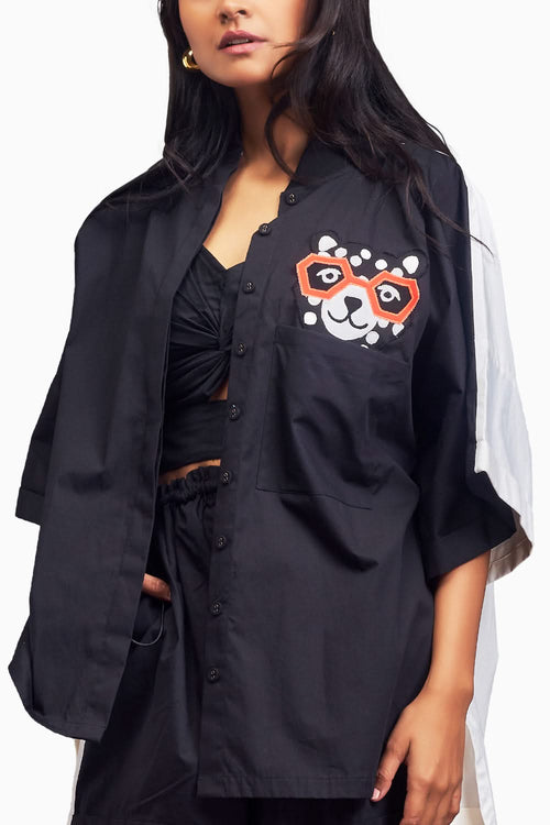 Black Oversized Co-ord Set With Patchwork Detailing