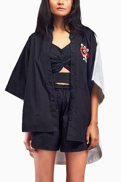 Black Oversized Co-ord Set With Patchwork Detailing