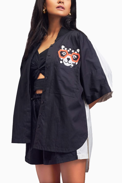 Black Oversized Co-ord Set With Patchwork Detailing