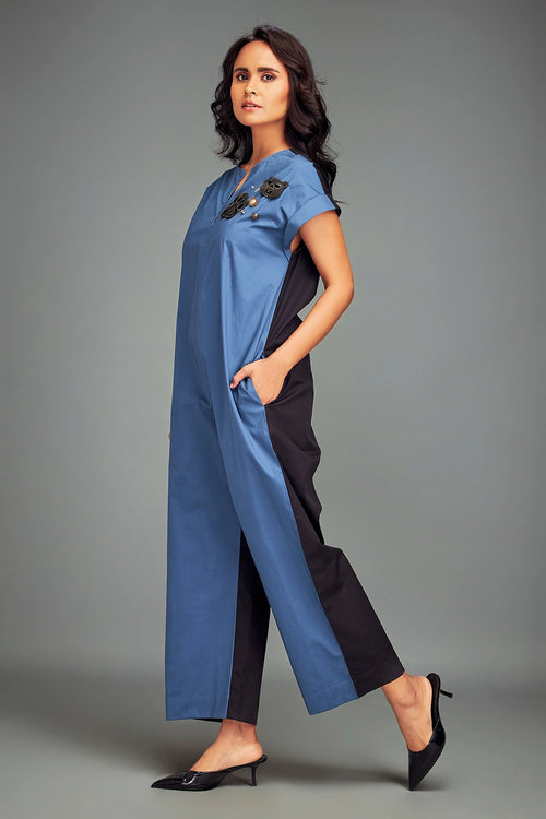 Blue Two Tone Jumpsuit
