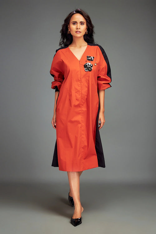 Rust Two Tone Dress