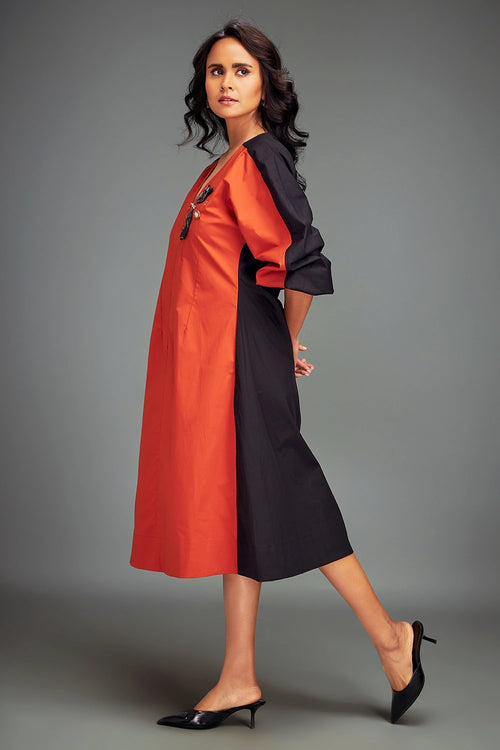 Rust Two Tone Dress