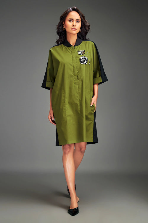 Green Two Tone Dress