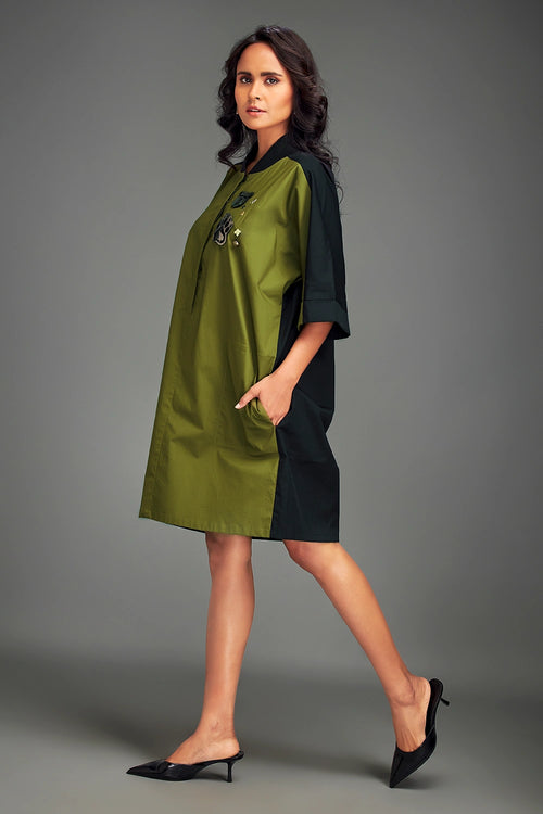 Green Two Tone Dress