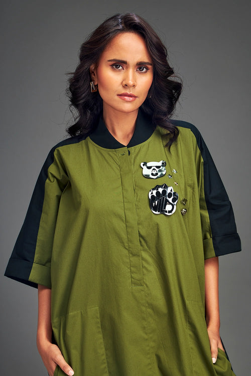 Green Two Tone Dress
