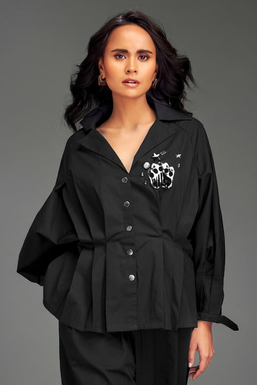Black Button-Down Co-ord Set