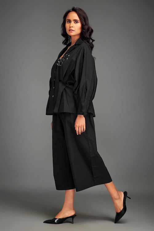 Black Button-Down Co-ord Set