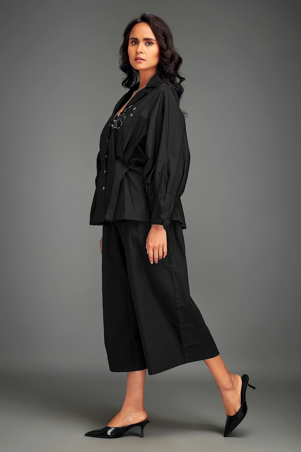 Black Button-Down Co-ord Set