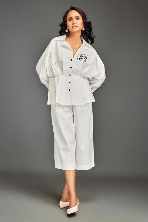White Button-Down Co-ord Set