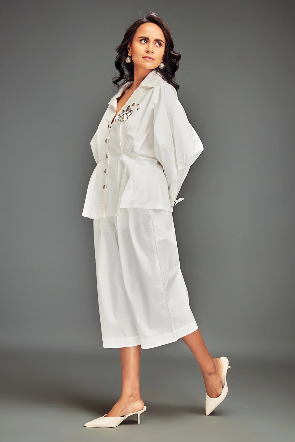 White Button-Down Co-ord Set