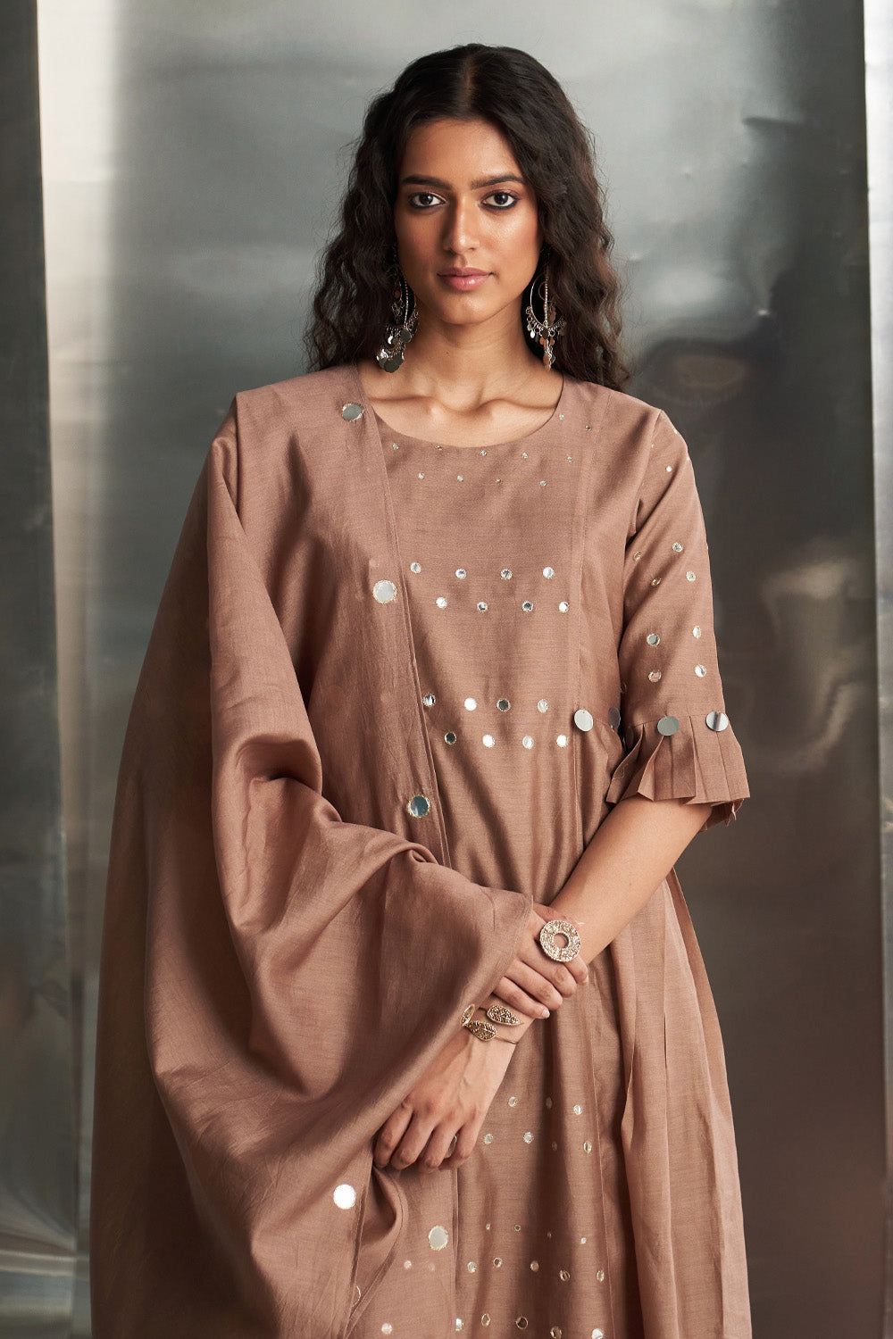 Ginger Pleated Kurta Set