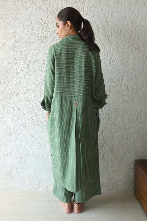 Jade Stripe Tailcoat Shift Tunic