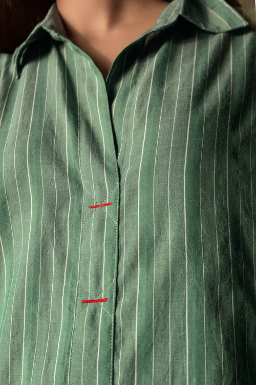 Jade Stripe Tailcoat Shift Tunic