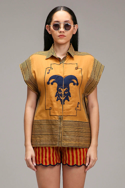Tan-Brown Joker Shirt Shorts Set