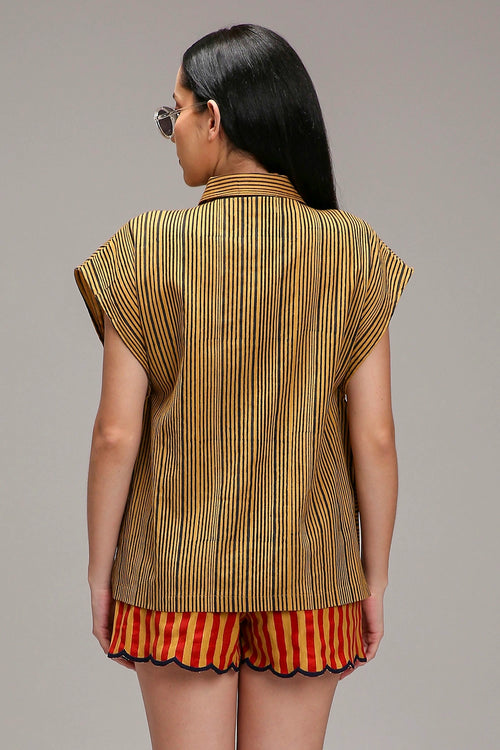 Tan-Brown Joker Shirt Shorts Set