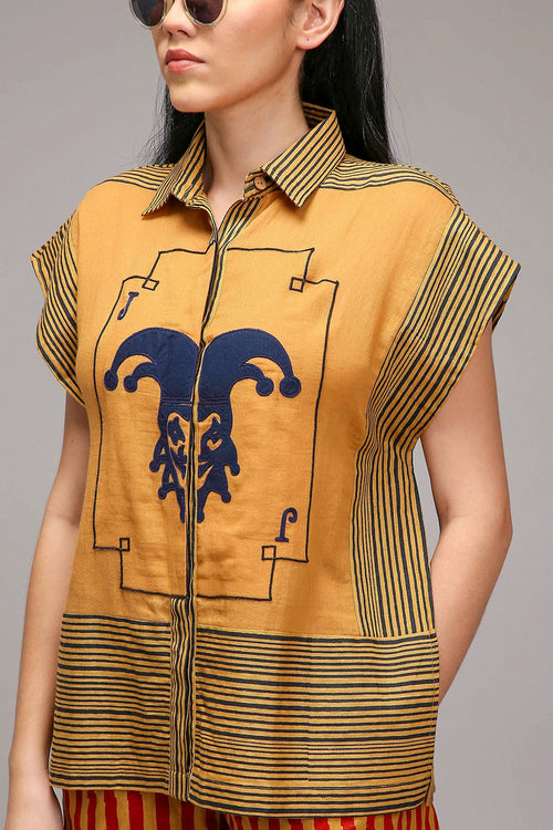 Tan-Brown Joker Shirt Shorts Set