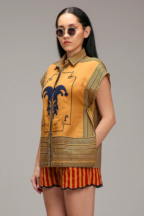 Tan-Brown Joker Shirt Shorts Set