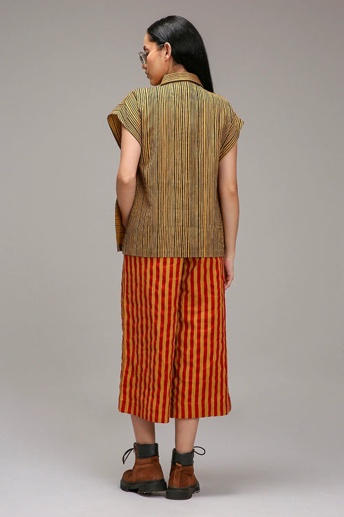 Tan-Brown Joker Shirt Capre Set