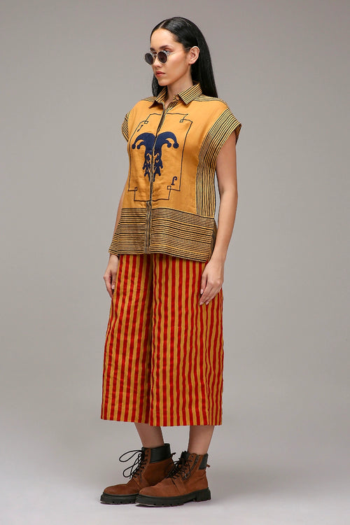 Tan-Brown Joker Shirt Capre Set