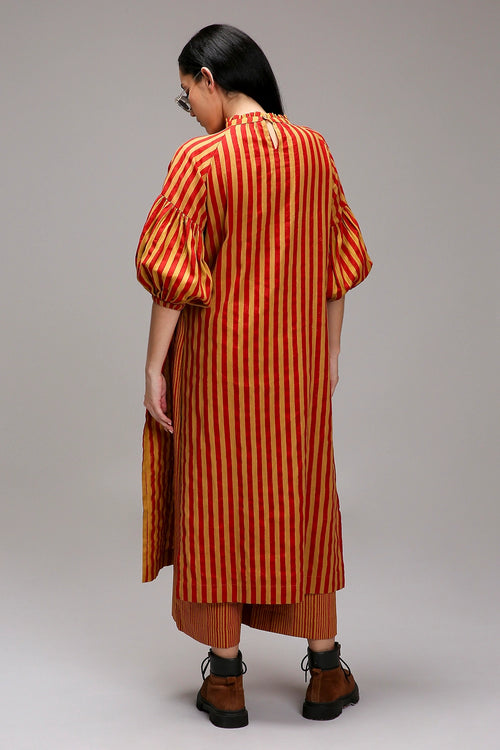 Tan-Brown Red Striped Big Joker Tunic