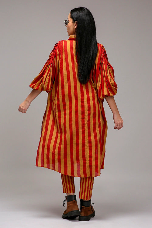 Tan-Brown Red Striped Baha Tunic Set