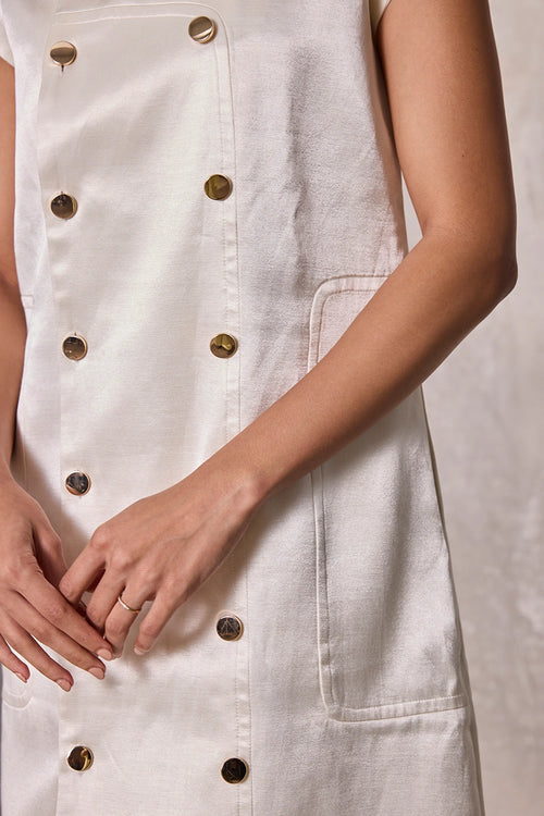 Ivory Gajji Silk Shift Jacket Dress