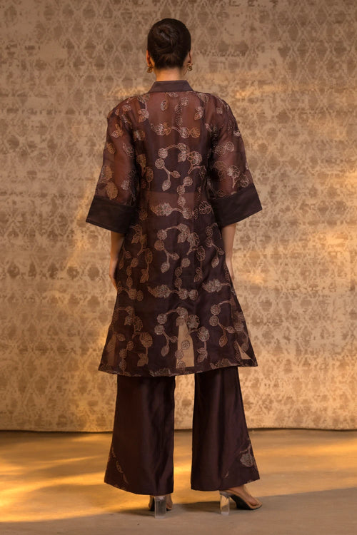 Collared Brown Kurta Set