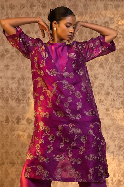 Purple Halter Kurta Set