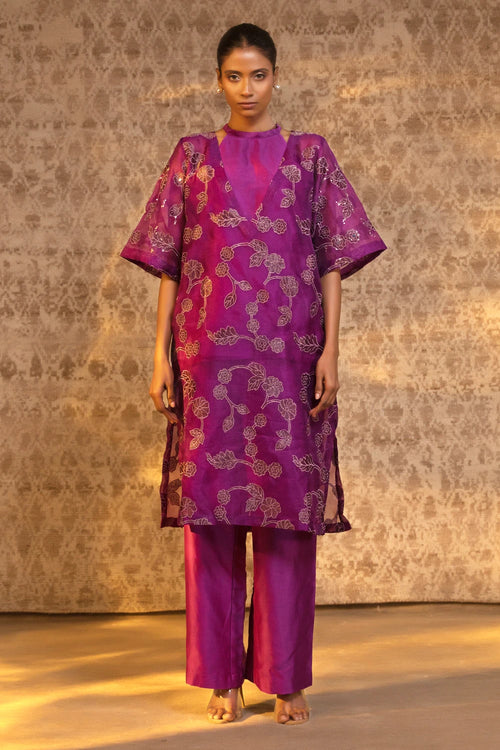 Purple Halter Kurta Set