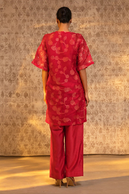 Red Halter Kurta Set