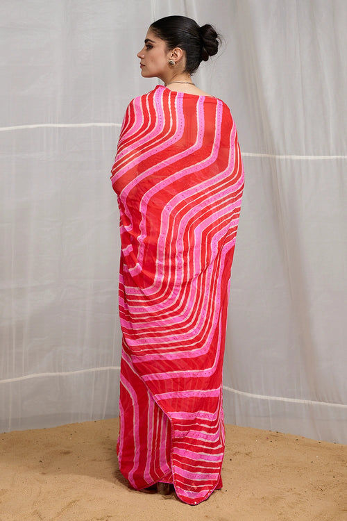 Orange Pink Tarang Saree