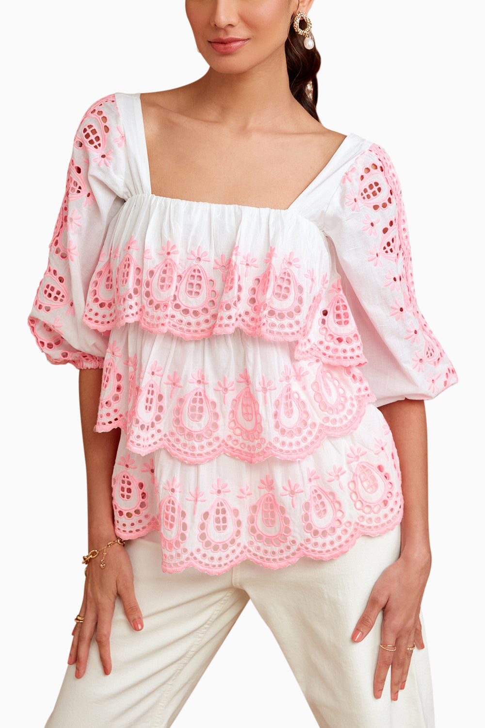 The Merigue Eyelet Lace Blouse