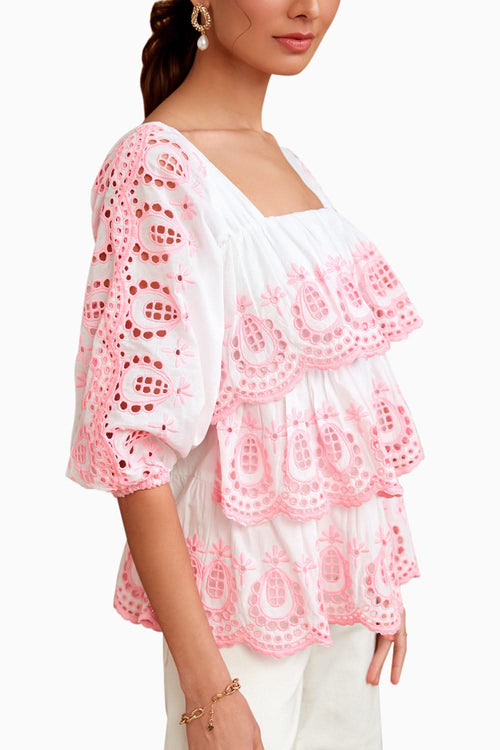 The Merigue Eyelet Lace Blouse