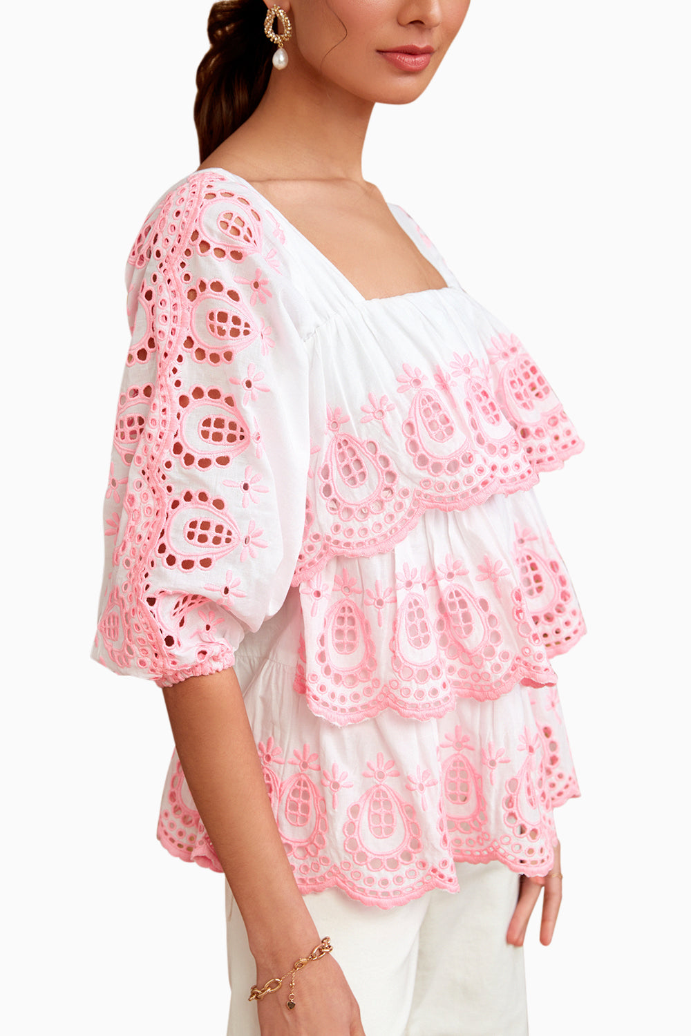 The Merigue Eyelet Lace Blouse