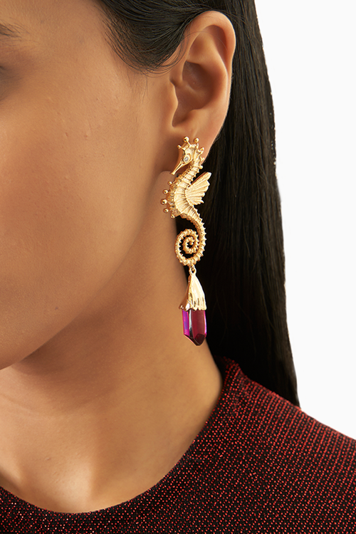 The Ruby Seahorse Earrings
