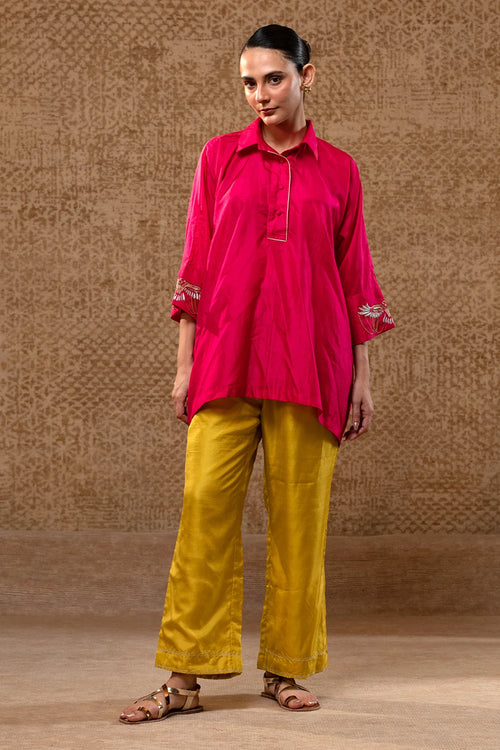 Tinka Pink Yellow Kaftan Top Set