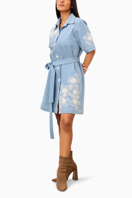 Sky Bloom Shirt Dress