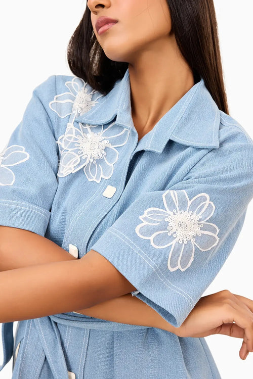 Sky Bloom Shirt Dress
