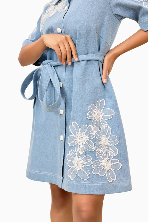 Sky Bloom Shirt Dress