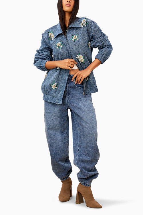 Blue Blossom Denim Jacket