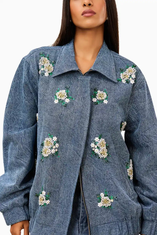 Blue Blossom Denim Jacket