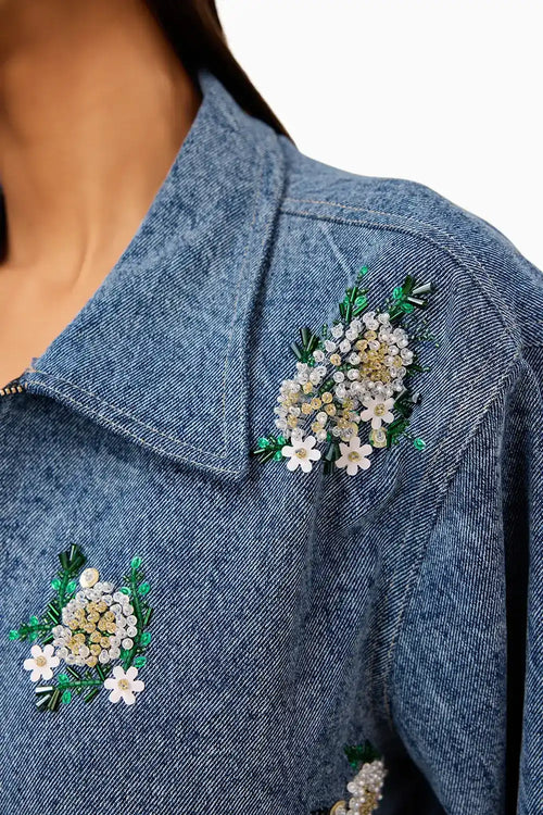 Blue Blossom Denim Jacket