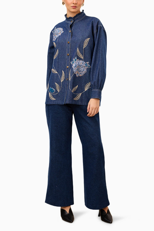 Indigo Bloom Denim Set