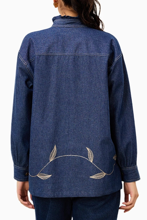 Indigo Bloom Denim Top